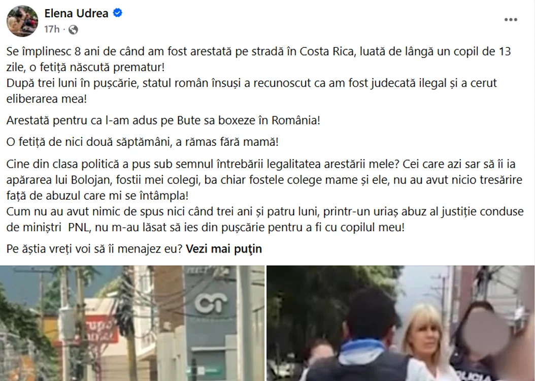 Mesajul Elenei Udrea.