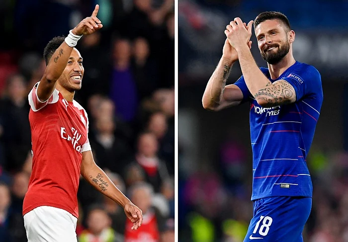 Pierre-Emerick Aubameyang (Arsenal) și Olivier Giroud (Chelsea) vor fi adversari în finala din 29 maiFoto: EPA-EFE