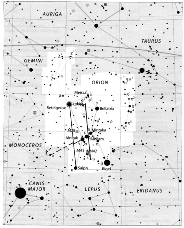 Fig. 17. Identificarea hieroglifei „mantra” în constelația Orion