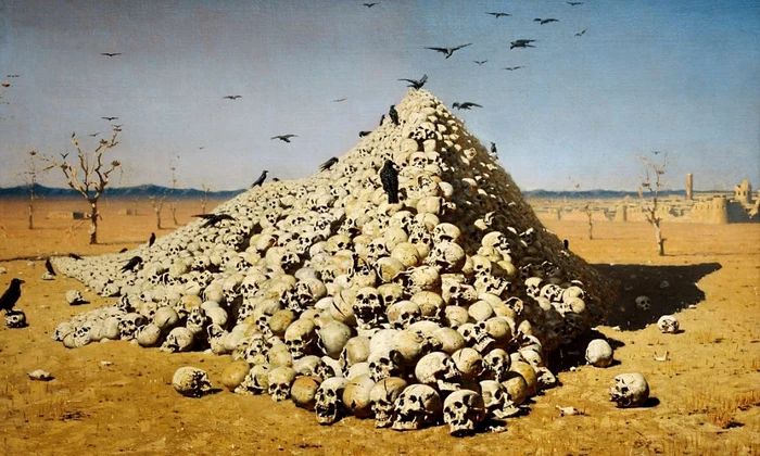 Mongolii ridicau piramide de cranii în Persia jpeg