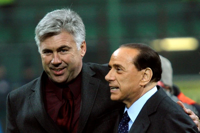 Carlo Ancelotti, alături de Silvio Berlusconi