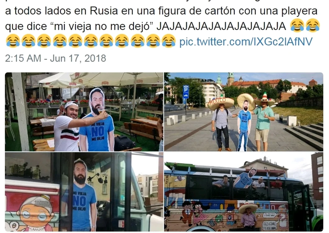 Javier, ”suporterul de carton”, e plimbat peste tot de prietenii săi