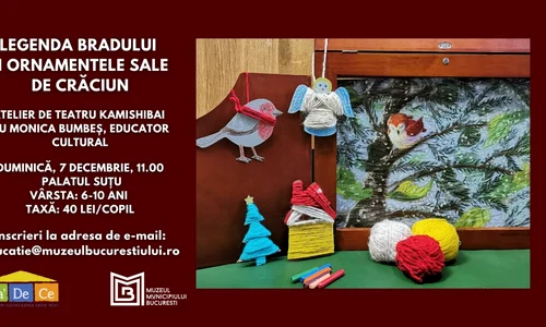 „Legenda bradului și ornamentele sale de Crăciun”, atelier pentru copii la Palatul Suțu
