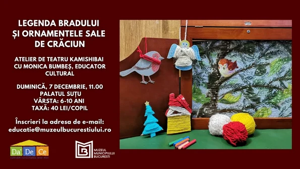 „Legenda bradului și ornamentele sale de Crăciun”, atelier pentru copii la Palatul Suțu