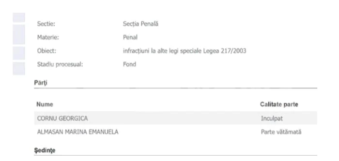 Georgică Cornu, chemat la tribunal de Marina Almășan foto: portal.just.ro