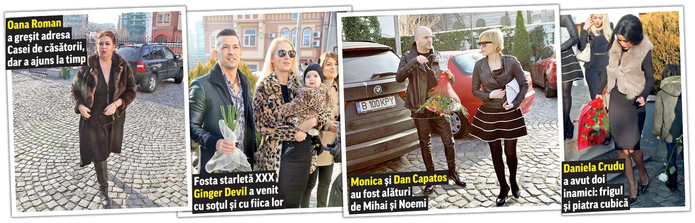
    Mihai Mitoşelu şi Noemi  Dragomir au fost  „binecuvântaţi” cu trei  kile de orez şi un coş  cu petale de trandafiriFoto: Sever Gheorghe  