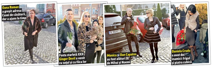 Mihai Mitoşelu şi Noemi Dragomir au fost „binecuvântaţi” cu trei kile de orez şi un coş cu petale de trandafiriFoto: Sever Gheorghe