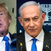 COMBO Ayatollahul Ali Khamenei - Donald Trump și Benjamin Netanyahu FOTO AFP