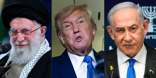 COMBO Ayatollahul Ali Khamenei - Donald Trump și Benjamin Netanyahu FOTO AFP