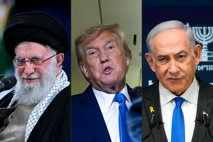 Ayatollahul Ali Khamenei, Donald Trump și Benjamin Netanyahu Foto: AFP