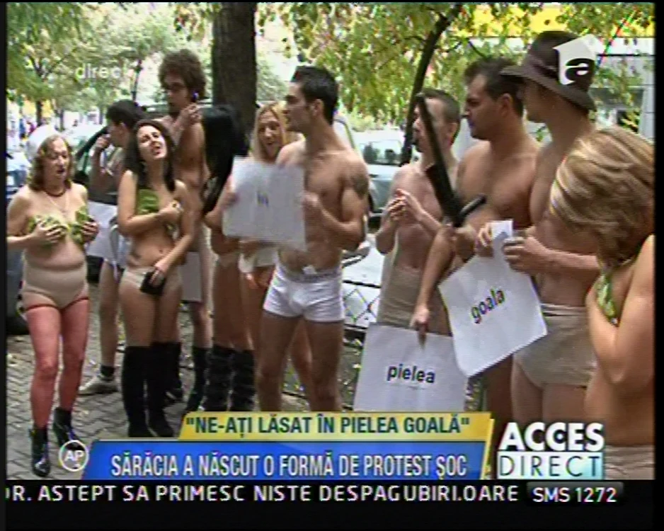 Protest în pielea goală, captură video Antena 1