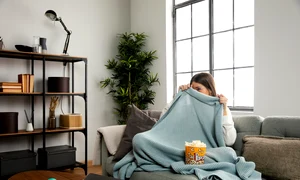 front view beautiful woman doing indoor activity jpg