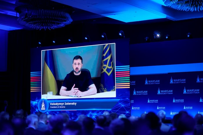 Zelenski vorbește la Forumul de securitate de la Varsovia FOTO EPA-EFE