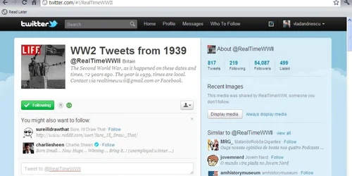 Profilul de Twitter RealTimeWWII reface tragediile războiului