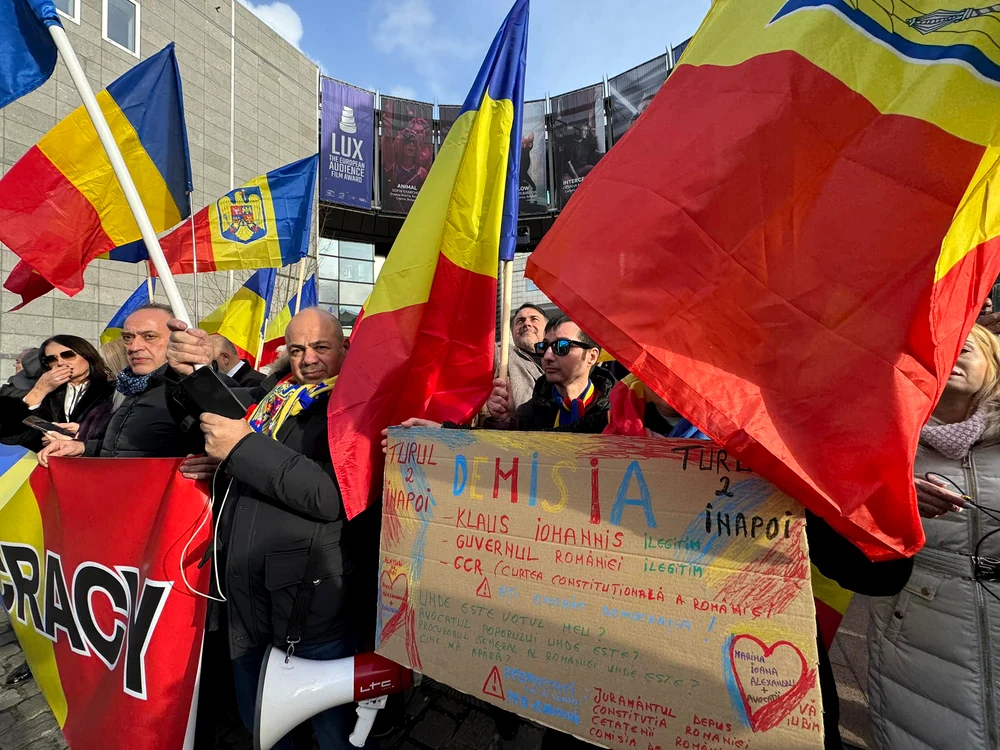 Protest AUR la Bruxelles. FOTO: Facebook / George Simion