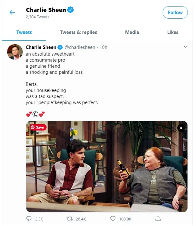 Charlie Sheen a plecat din serial în anul 2011, dar a rămas în relații excelente cu Conchata Ferrell și ceilalți actori