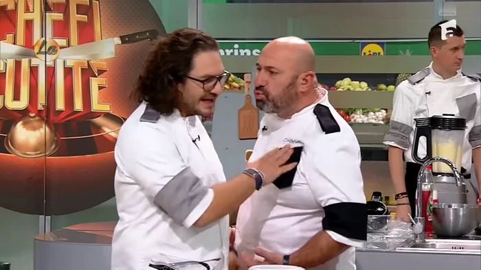 Florin Dumitrescu și Cătălin Scărlătescu s-au certat în platoul „Chefi la cuțite“ Captură YouTube