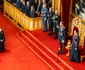 Prințul Sverre Magnus cu Regina Sonja și Regele Haakon cu Prințesa moștenitoare Ingrid Alexandra.