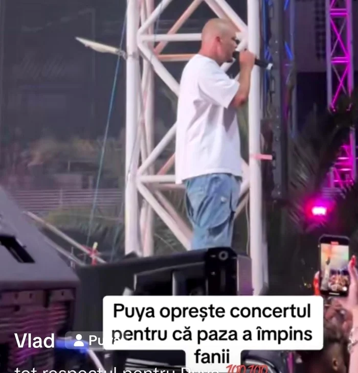Puya, enervat în timpul concertului / foto: Captură TikTok