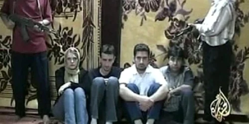 Captură video cu cei trei jurnalişti răpiţi în Irak jpeg