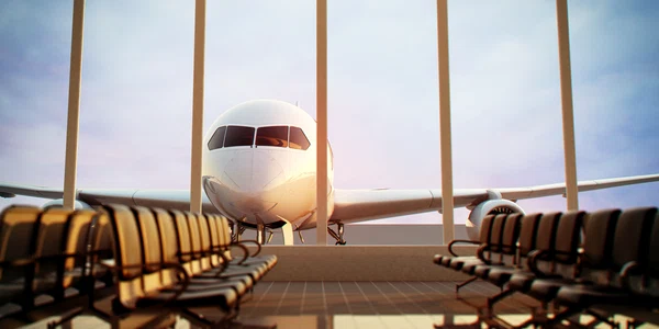 Avion la terminal in aeroport poarta de imbarcare goala Foto Shutterstock jpeg