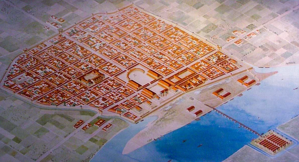 O reconstrucție a orașului roman Colonia Claudia Ara Agrippinensium, capitala provinciei Germania Inferior, actualul oraş Köln, din Germania. În dreapta Rinului se afla Castellum Divitia (© Nicolas de Kospoth / Wikipedia)