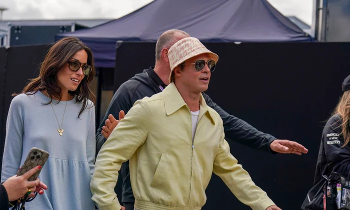 Brad Pitt si Ines de Ramon la circuittul de Formula 1 de la Silverstone   profimedia 0888123505 jpg