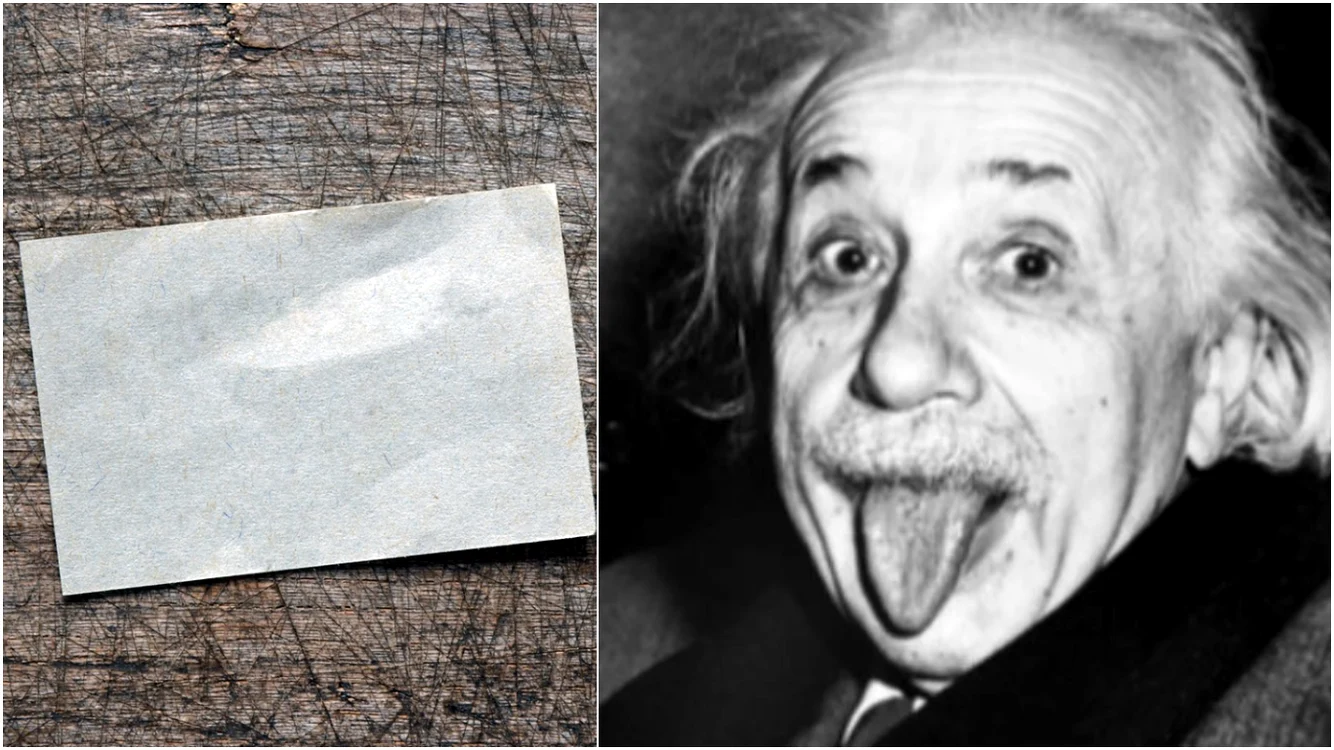 Formula fericirii scrisă pe o hârtie de Albert Einstein