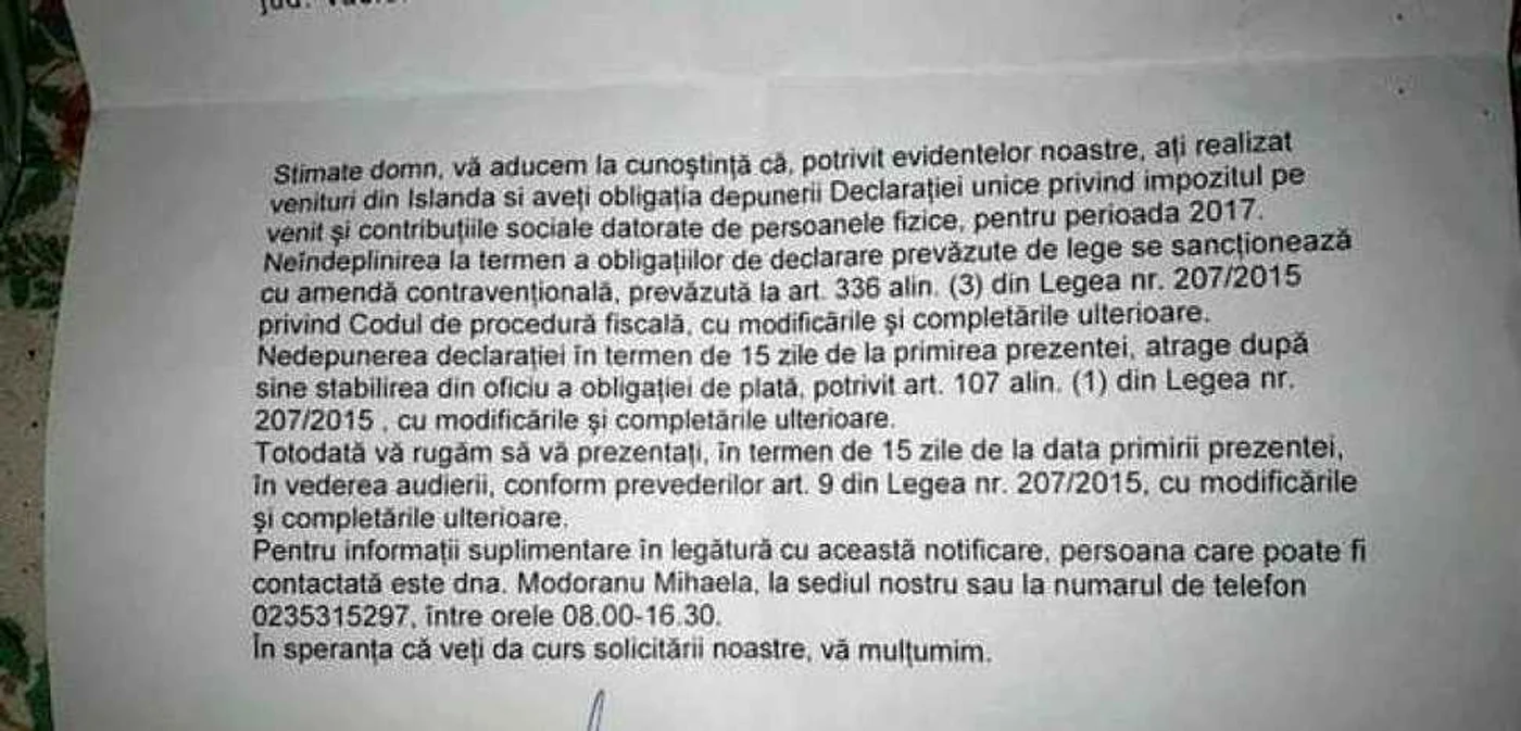 NOTIFICARE ANAF SURSA FOTO Facebook