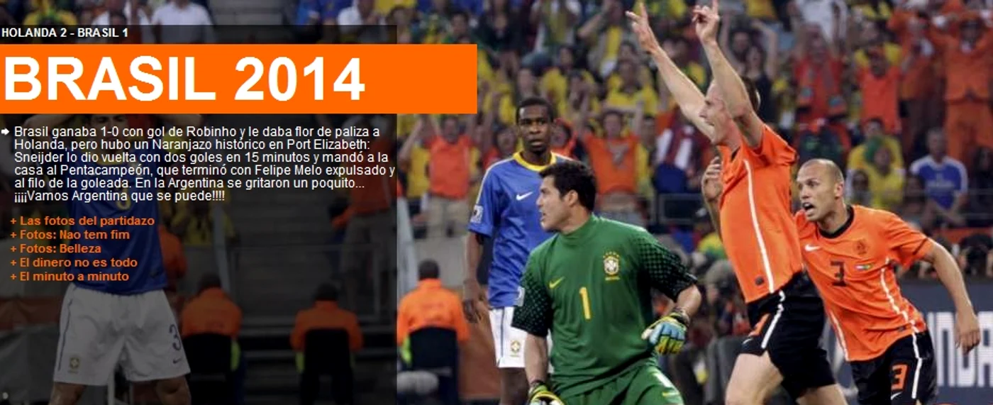 Prima pagină din "Ole" după înfrăngerea Braziliei