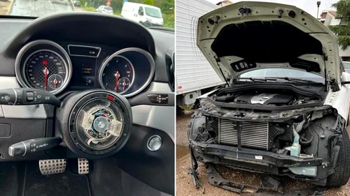 Maşina, un Mercedes 250 GLE din 2016, a fost lăsată fără mai multe piese FOTO: L'Arena