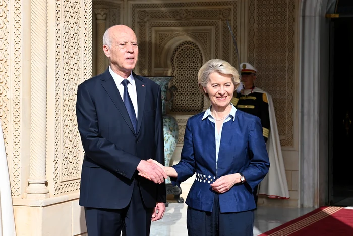 Preşedintele tunisian Kais Saied şi preşedinta Comisiei Europene Ursula von der Leyen FOTO: Facebook