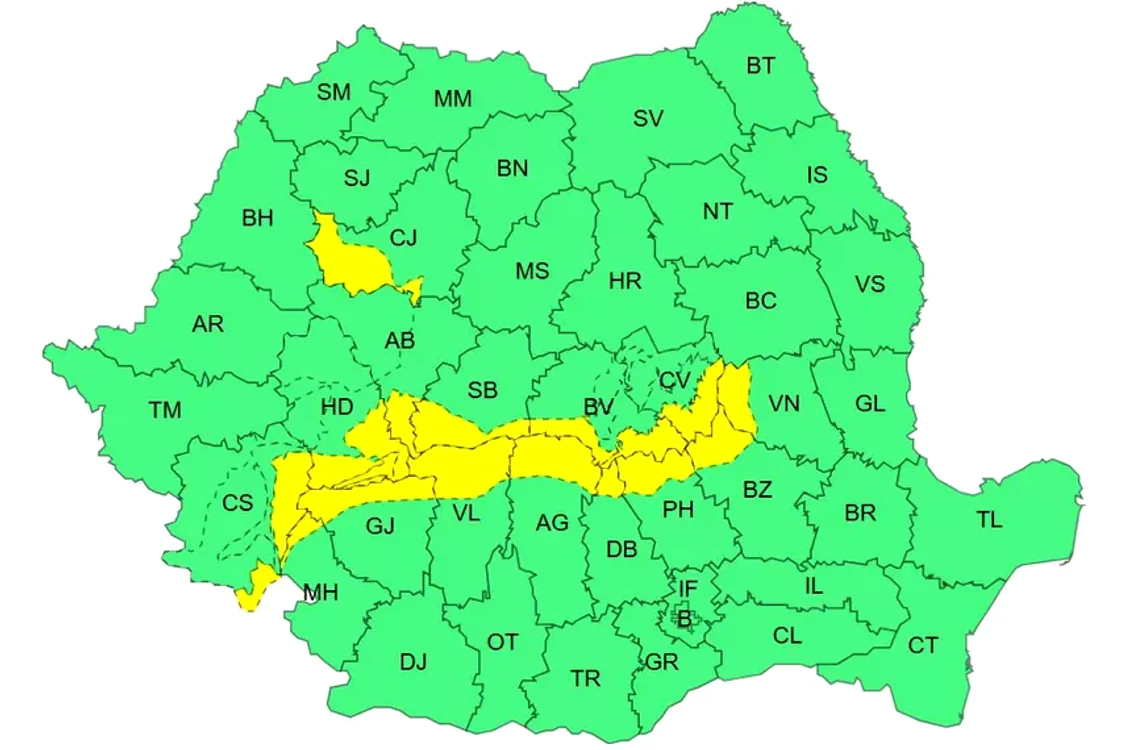 A fost emisă o avertizare de intensificări ale vântului