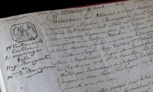Contractul de căsătorie între Napoleon Bonaparte şi Josephine, cumpărat de un muzeu parizian jpeg