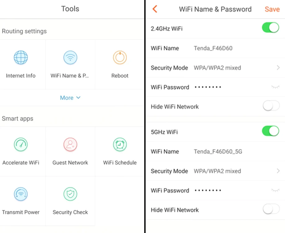 Router Tenda AC8 AC1200 meniu aplicatie Android