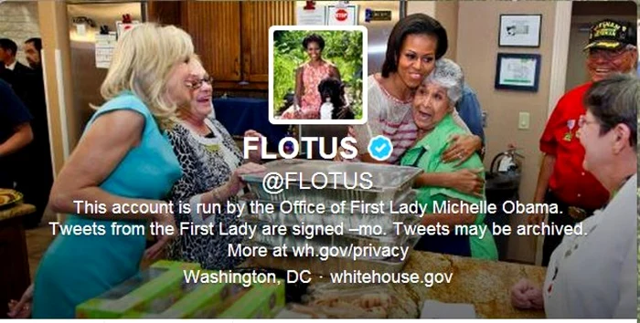 Michelle Obama şi-a deschis şi ea un cont pe Twitter FOTO Twitter