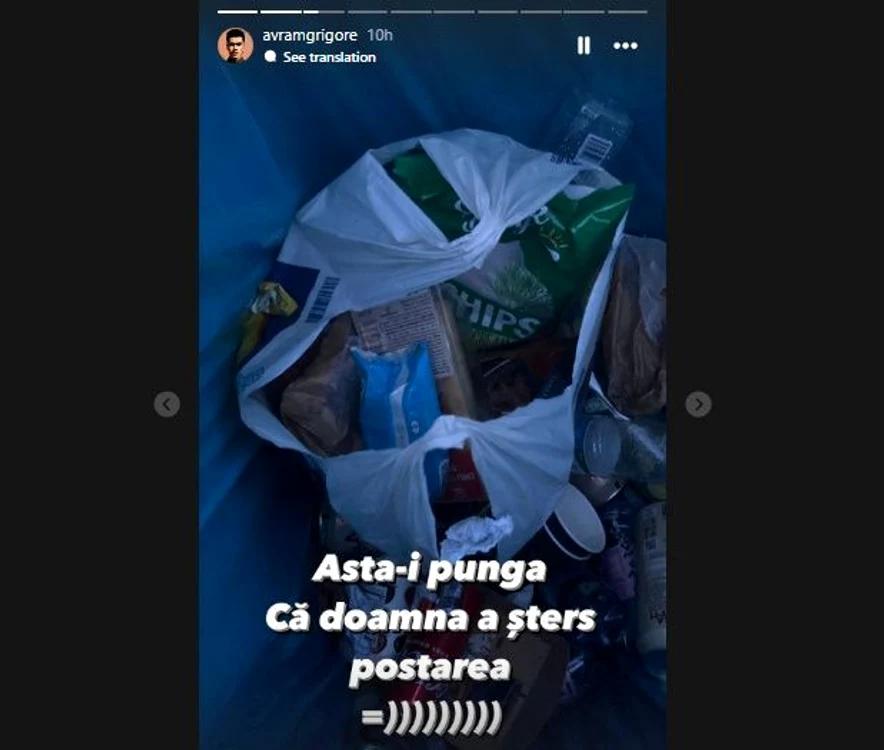 Punga cu produse. Foto Instagram/avram grigore 