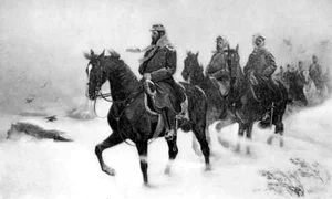 Carol I, în fruntea trupelor române, în timpul asediului Plevnei din decembrie 1877, în Războiul de Independență jpeg