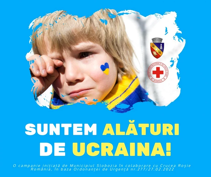Campanie pentru ajutorarea refugiaţilor din Ucraina, demarat la Slobozia FOTO Facebook/Municipiul Slobozia