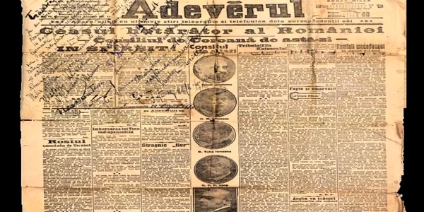 Povestea ziarului „Adevĕrul”din 15 august 1916 care anunţa intrarea României în Primul Război Mondial jpeg