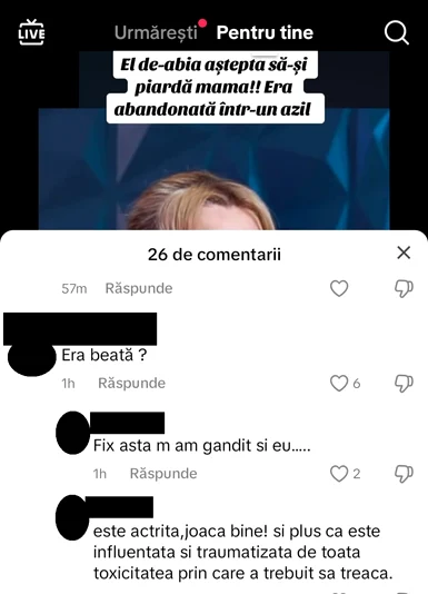 Comentariile internauților / foto: Captură TikTok