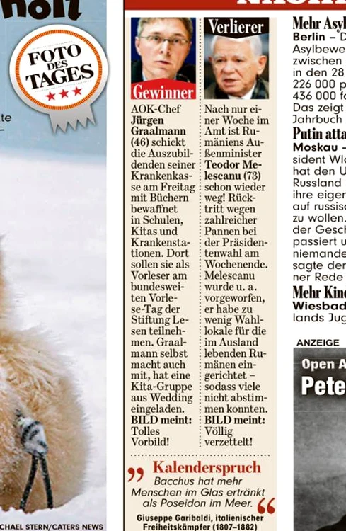 Jurnalisţii de la Bild l-au numit "omul rău" pe Meleşcanu