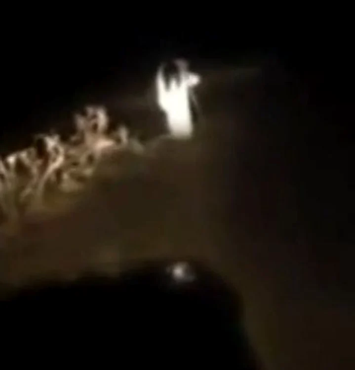 
    Silueta fantomatică se îndreaptă spre maşină şi îşi mişcă gâtul într-un mod nefiresccaptură video  