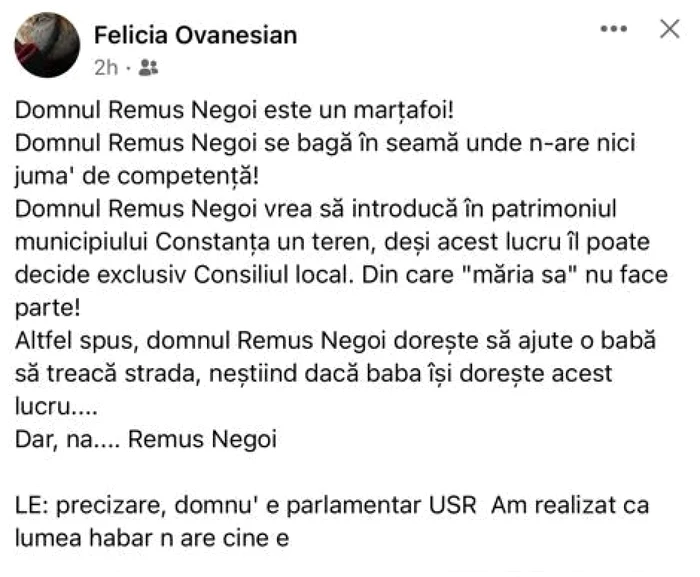 postare felicia ovanesian remus negoi