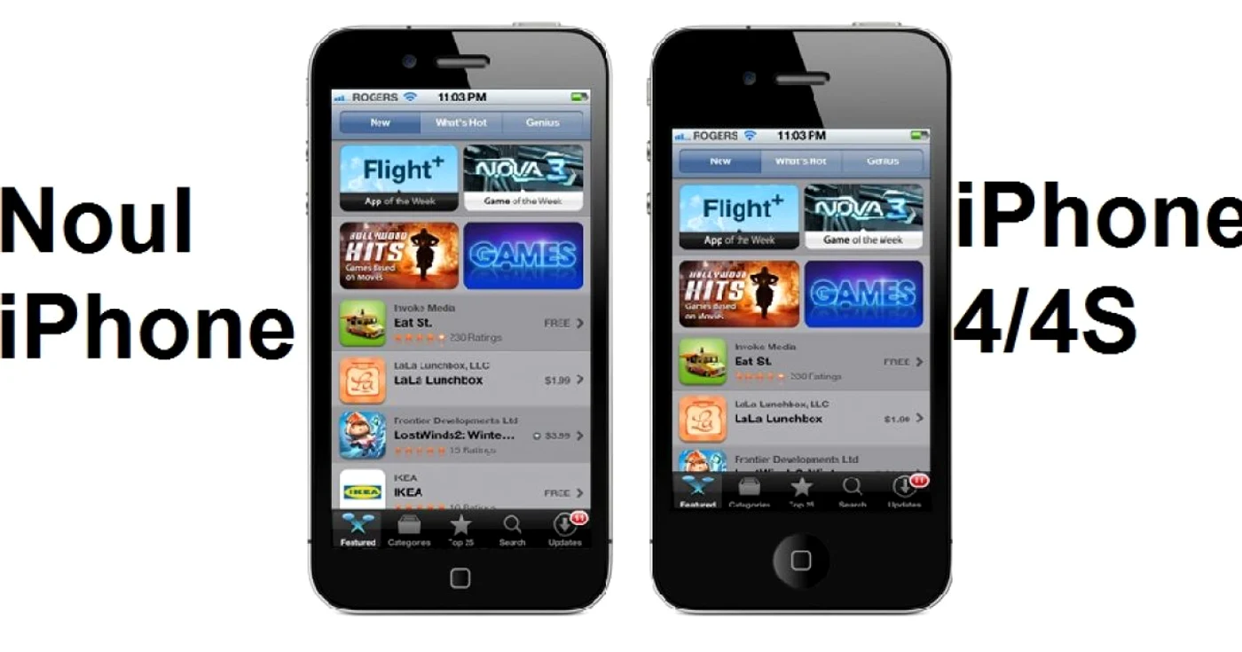 Diferenţa de ecran dintre un iPhone 4S şi noul iPhone cu ecran de 4 inci.