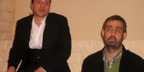 Actorul Claudiu Bleonţ şi regizorul Toma Enache, în turneu de promovare la Sibiu