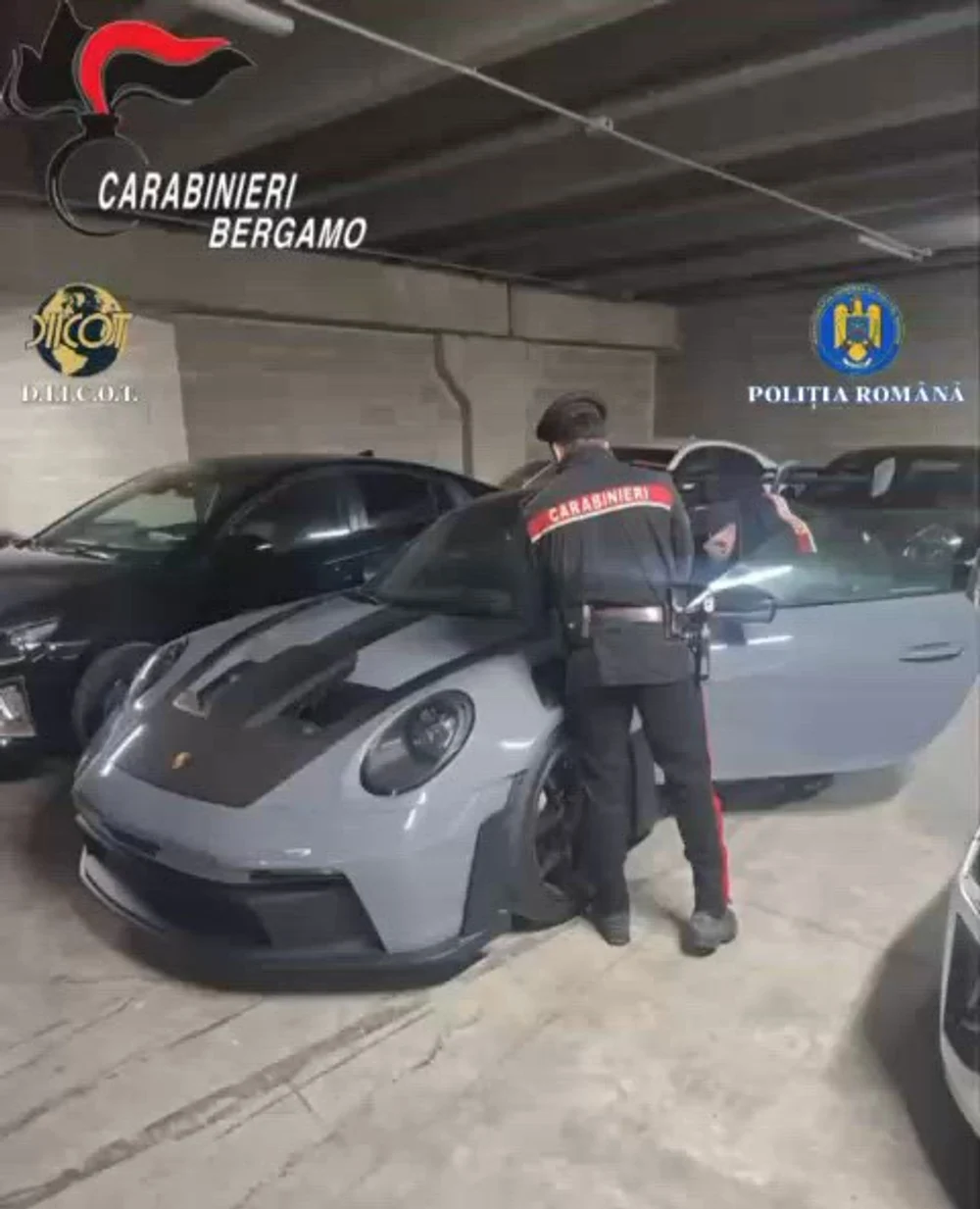 20 de autoturisme de lux, găsite într-un garaj din Italia. Anchetatorii români vorbesc de o reţea care lua credite şi maşini în leasing cu acte false