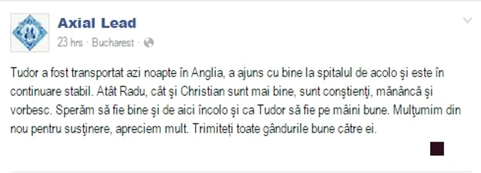 Mesajul publicat de Axial Lead