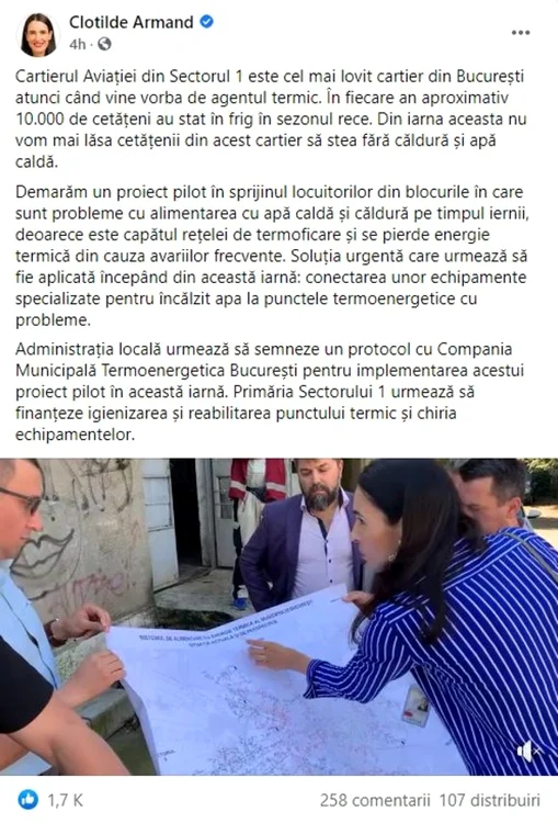 
    Clotilde Armand, primarul sectorului 1 al Capitalei,  a găsit soluția pentru a-i ajuta pe locuitorii din cartierul AviațieiSursa foto: Facebook  