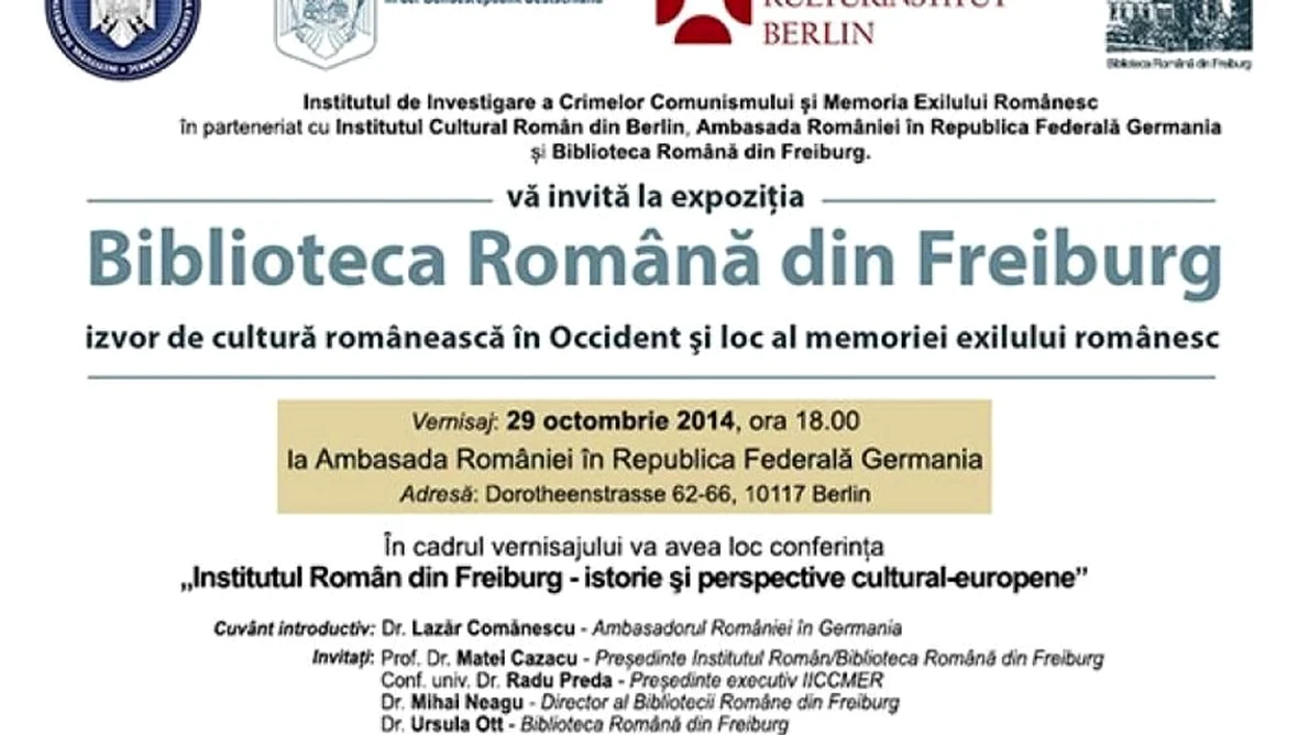 Cea de a treia ediţie a expoziţiei cu obiecte din colecţia Bibliotecii Române din Freiburg, organizată de IICCMER la Berlin jpeg